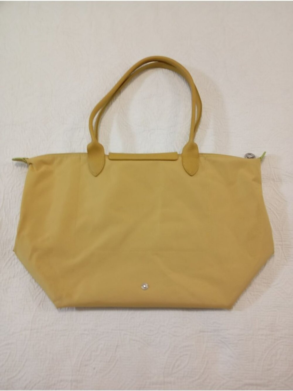 Longchamp Le Pliage Large Yellow Nylon Tote With Leather Handles & Snap Closure - Picture 14 of 14